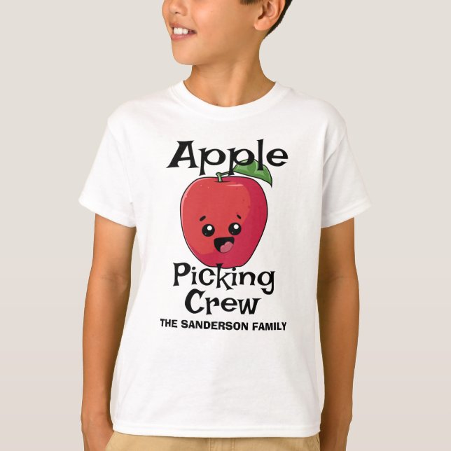 Fall Autumn Matching Family Apple Picking Crew T Shirt (Framsida)