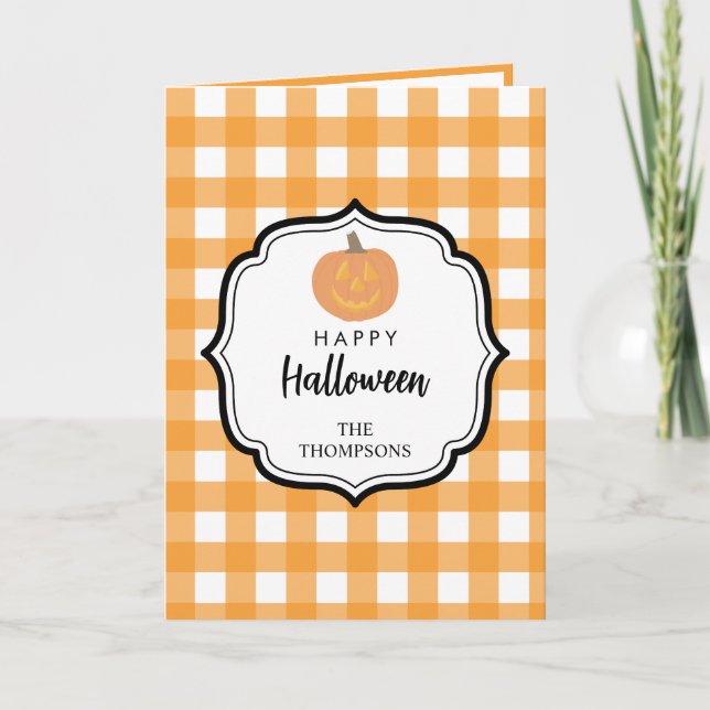 Fall Autumn Orange Play Halloween Pumpkin Tack Kort (Framsida)