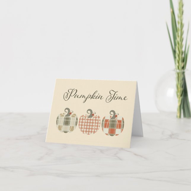 Fall-Autumn-Patchwork Pumpkins Tack Kort (Framsida)