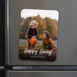 Fall Autumn Photo Simple Calligraphy Lycklig Harve Magnet