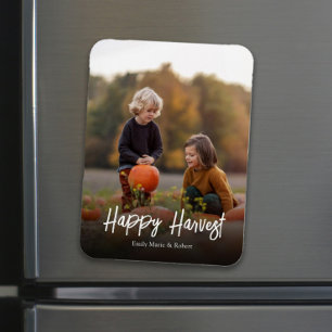 Fall Autumn Photo Simple Calligraphy Lycklig Harve Magnet