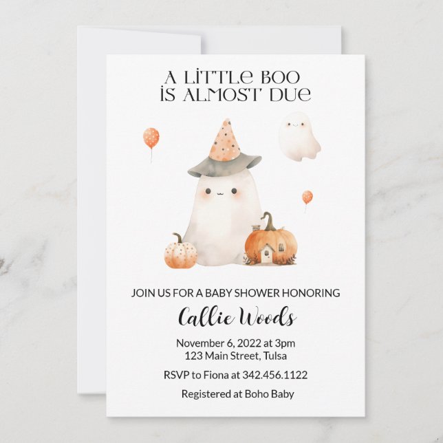Fall Autumn Pumpkin Ghost Baby Shower Inbjudningar (Framsida)