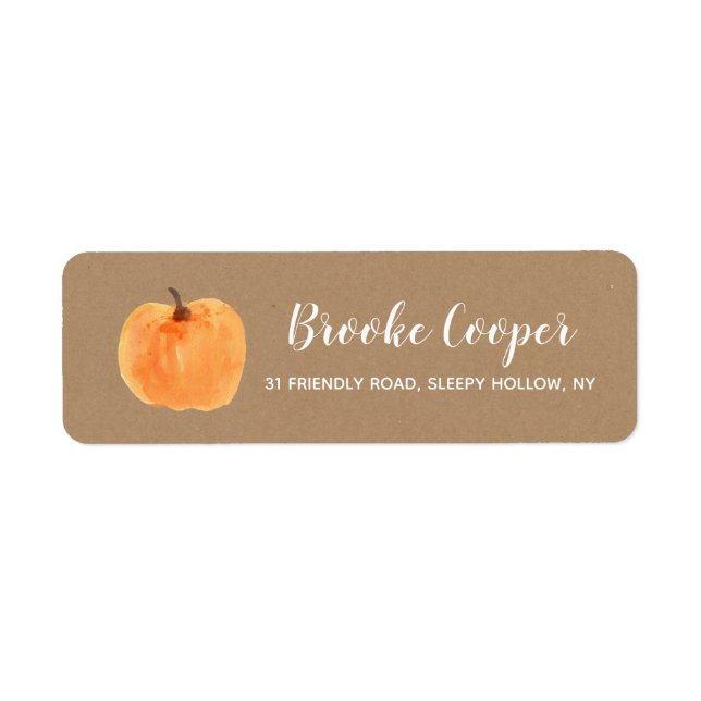 Fall Autumn Pumpkin Kraft Returadress Returadress Etikett (Framsidan)
