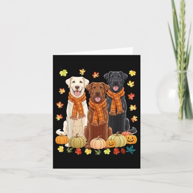 Fall Autumn Pumpkin Labrador Retriever Thanksgivna Kort (Framsida)
