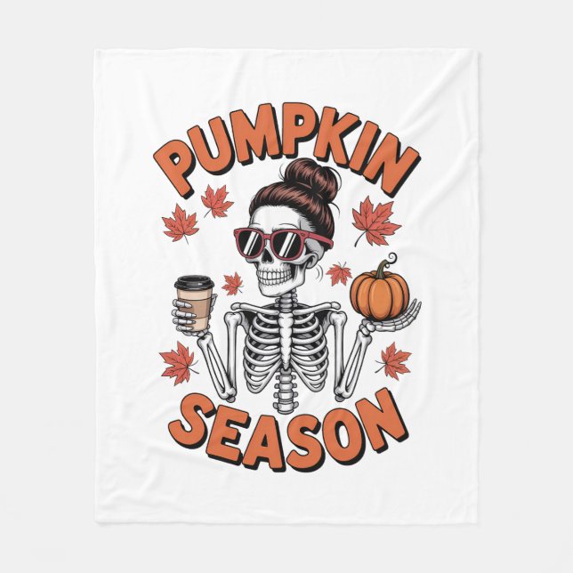 Fall Autumn Pumpkin Season Fleecefilt (Framsidan)