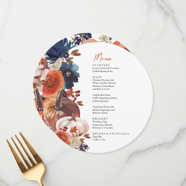 Fall autumn Pumpkins Menu  Meny (Fram/Back In Situ)