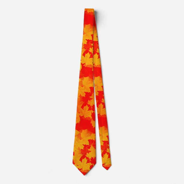 Fall Autumn Red och Golden Lövs Mönster Slips (Framsida)
