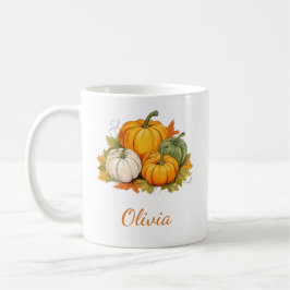 Fall Autumn Rustic Pumpkin Custom Name Baby Shower Kaffemugg