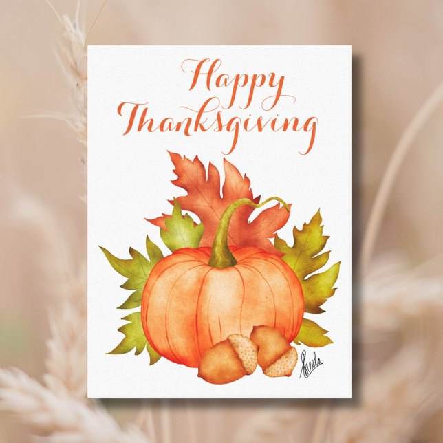 Fall Autumn Rustic Pumpkin Happy thanksgiving Canvastryck (Skapare uppladdad)