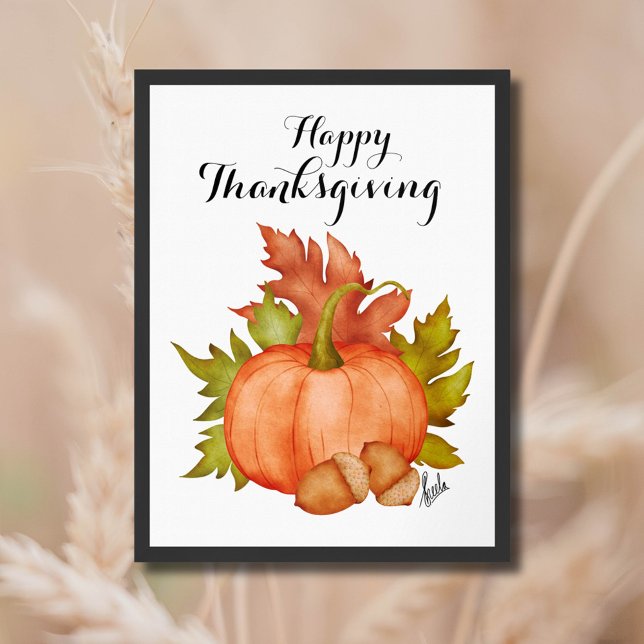 Fall Autumn Rustic Pumpkin Happy thanksgiving Poster (Skapare uppladdad)