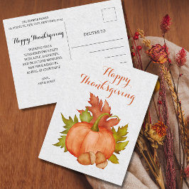 Fall Autumn Rustic Pumpkin Happy thanksgiving Vykort