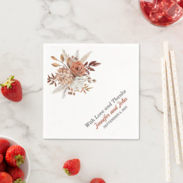 Fall Autumn Terracotta Rustic Blommigt Bröllop Pappersservett