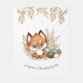 Fall Autumn Thanksgiving Cute Fox Fleece Blanket