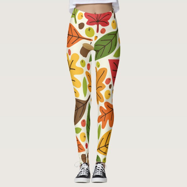 Fall Autumn Thanksgiving Harvest Löv Falling Leggings (Framsida)
