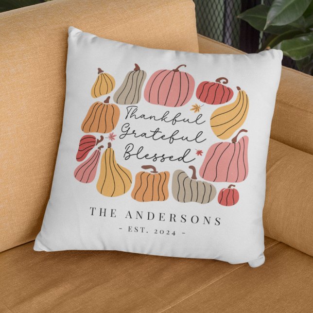 Fall Autumn Thanksiving Pumpkin Personlig Namn Kudde (Skapare uppladdad)