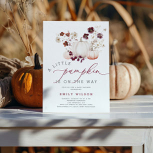 Fall Autumn Wildblomma Pumpkin Baby Shower Inbjudningar