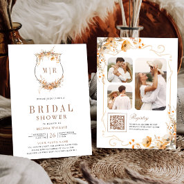 Fall Autumn Wildbloms Vapensköld QR-kodMöhippa Inbjudningar