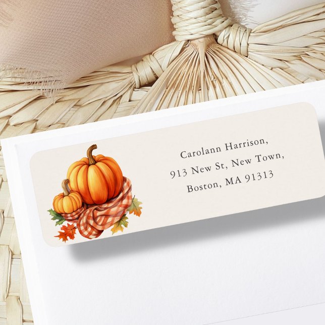 Fall Autumnal Pumpkin | Nya Adressen Returadress Etikett (Skapare uppladdad)