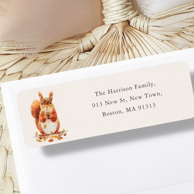 Fall Autumnisk ekorre | Nya Adressen Returadress Etikett (Skapare uppladdad)