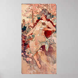 Fall av Alfons Mucha Poster