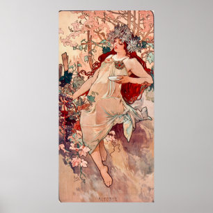 Fall av Alfons Mucha Poster