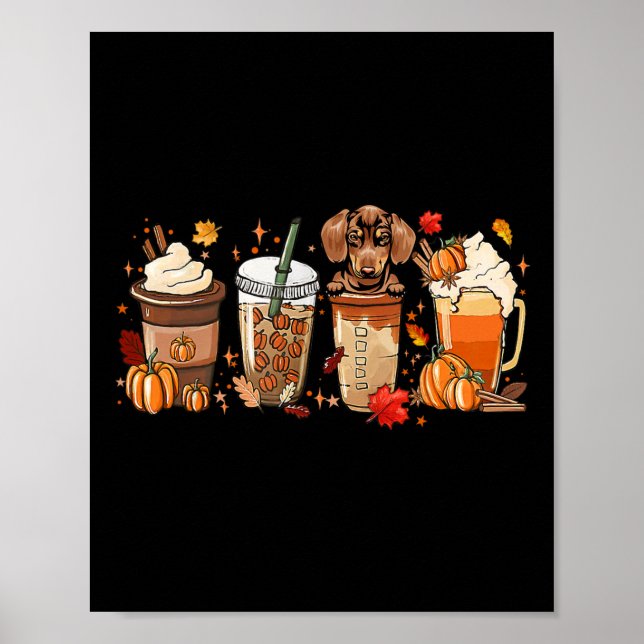 Fall av kaffe, bläckfiskklump, halloween, konfekti poster (Framsidan)