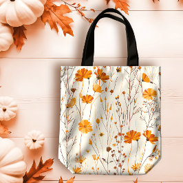 Fall av känslig Orange Wildblommor på Cream Tygkasse