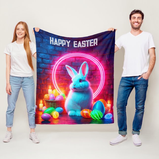 Fall av rosa  konsthandling i kanin Påsk Fleecefilt (På plats)