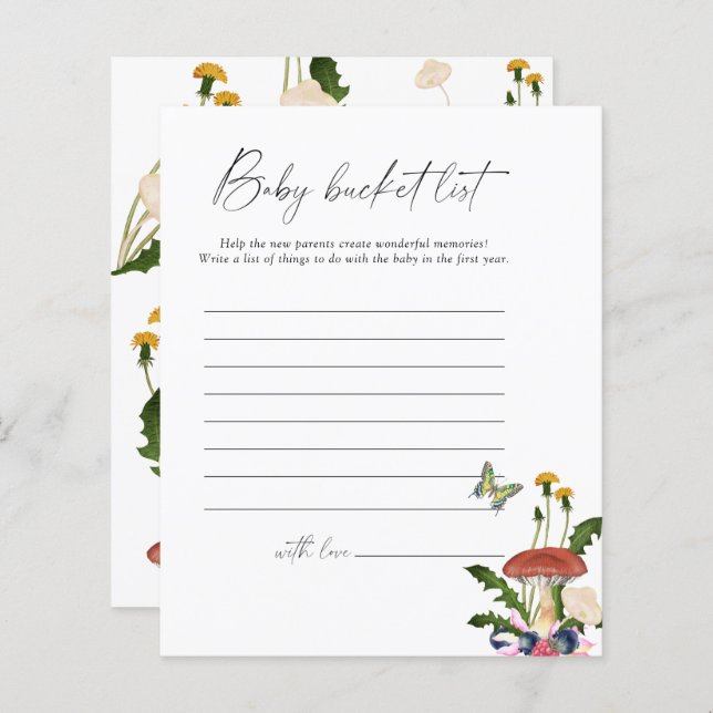 fall av svamp i skogen - Baby-bucketlistspel (Fram/baksida)