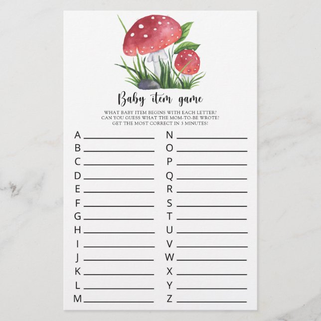 Fall av svampar, babykläder, Baby-artikelspel (Framsida)