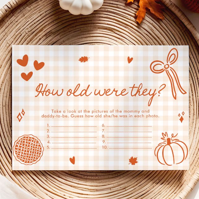 Fall av vismiskt hur gammalt de var med babyvilt tilläggskort (Hand Drawn Fall Whimsical How Old Were They Baby Shower Game)