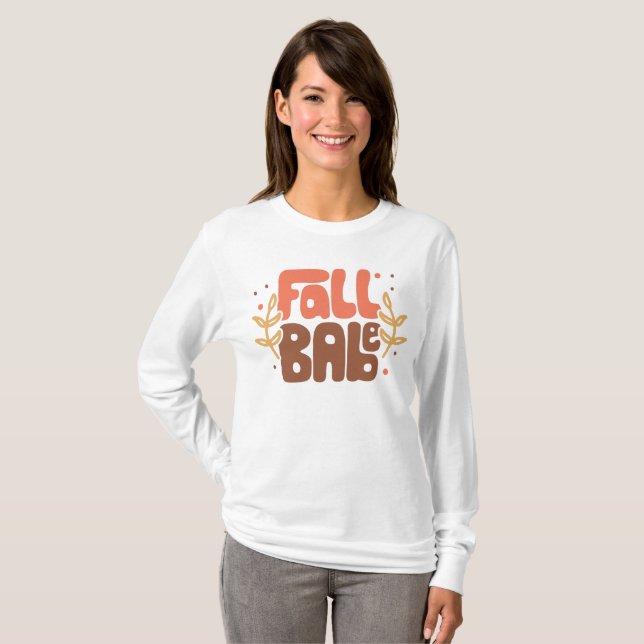 Fall Babe Modern Retro Autumn T Shirt (Hel framsida)