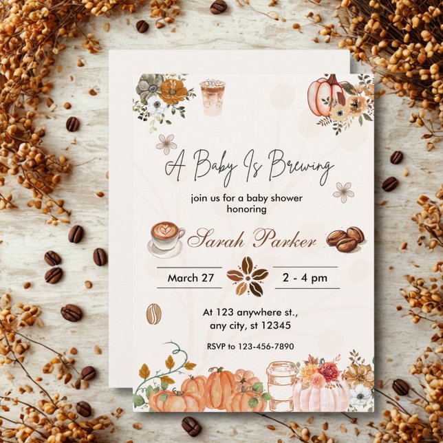 Fall Baby bjuder in kaffebabyskor för kaffeodling Inbjudningar (Skapare uppladdad)