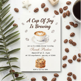 Fall Baby brygger kaffe Baby Shower Inbjudan