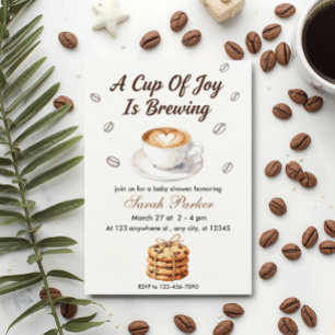 Fall Baby brygger kaffe Baby Shower Inbjudan