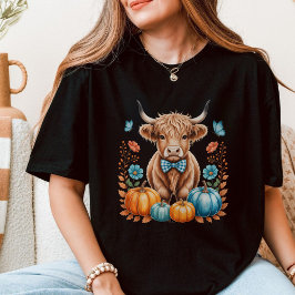 Fall Baby Highland Cow Spooky Season Autumn Cow T Shirt