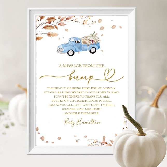 Fall Baby Shower a ett meddelande från Dumpa Sign Poster (Skapare uppladdad)