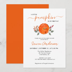 Fall Baby Shower A Little Pumpkin-inbjudan Inbjudningar