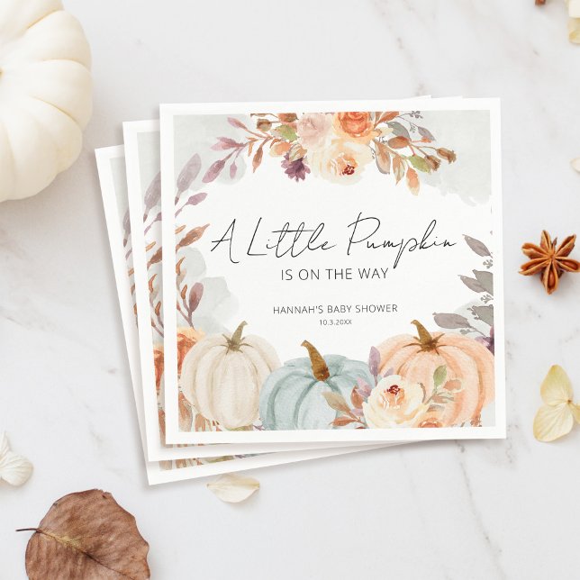 Fall Baby Shower A Little Pumpkin Pappersservett (Skapare uppladdad)