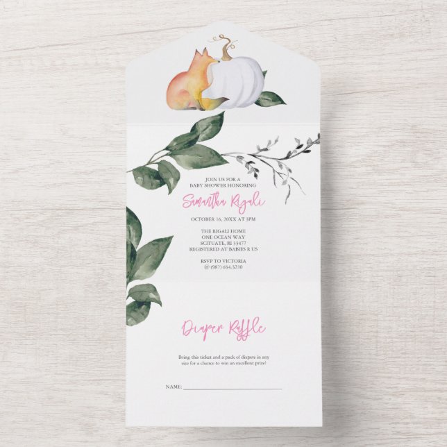 Fall Baby Shower allt i en Tropical Watercolor (Insida)