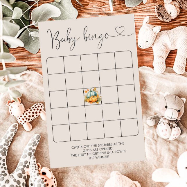 Fall Baby Shower Blue Pumpkin Lastbil Bingo Game (Skapare uppladdad)