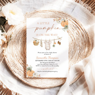 Fall Baby Shower   Boho A Little Pumpkin Inbjudningar