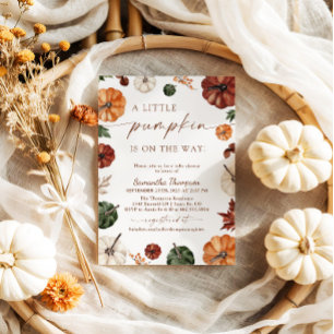 Fall Baby Shower Boho A Little Pumpkin Inbjudningar