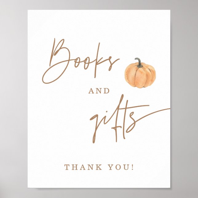 Fall Baby Shower Bokar and Gifts Sign, Pumpkin Poster (Framsidan)