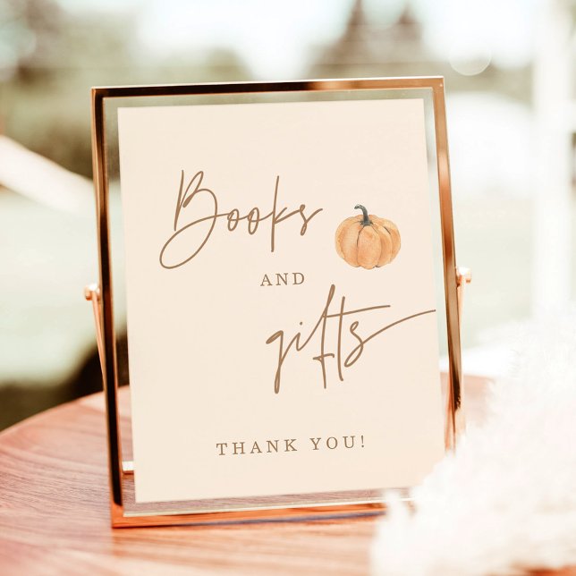Fall Baby Shower Bokar and Gifts Sign, Pumpkin Poster (Skapare uppladdad)