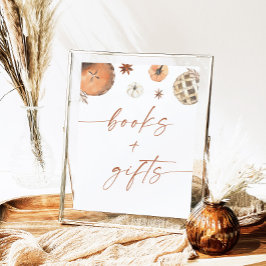 Fall Baby Shower Bokar and Gifts Sign, Pumpkin Poster