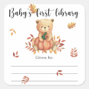 Fall Baby Shower-bokskylt, bokar för baby Fyrkantigt Klistermärke