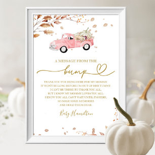 Fall Baby Shower Ett meddelande från bump-skylten Poster