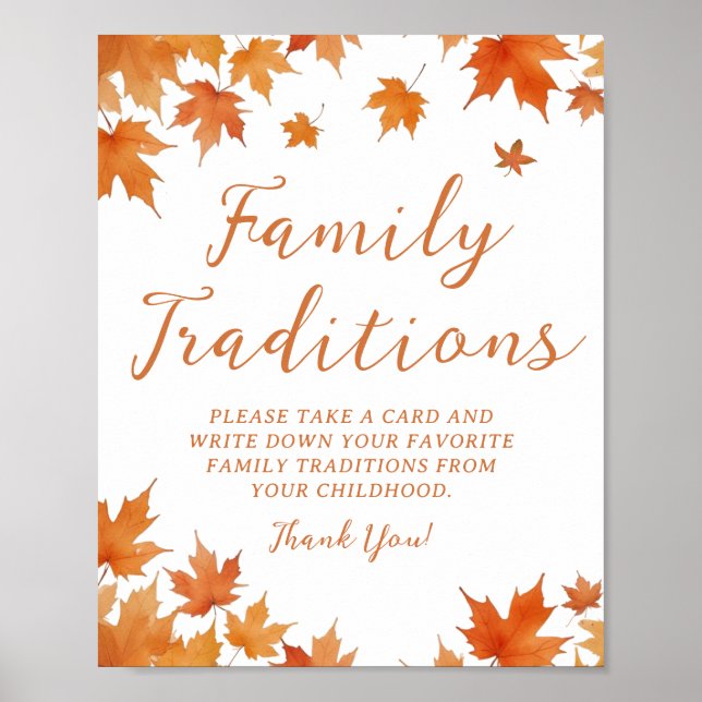 Fall Baby Shower Family Traditions-spel Poster (Framsidan)