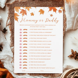 Fall Baby Shower gissar vem som spelar spel kort